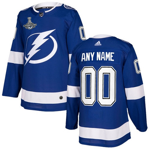 Men's Tampa Bay Lightning Active Player Custom 2021 Blue Stanley Cup Champions Stitched Jersey